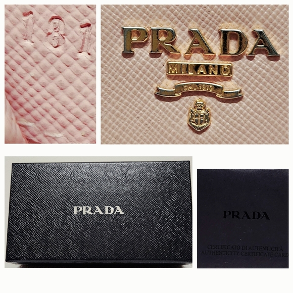 PRADA Orchidea Saffiano Metall Wallet with Detachable ID Holder with Chain & COA - Picture 14 of 16